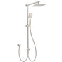 Brushed Nickel 2in1 Square 8" Thin Rainfall Head Shower Handheld Sliding Rail Arm Set V1233-SC842BSHS002M4CNKSS108N