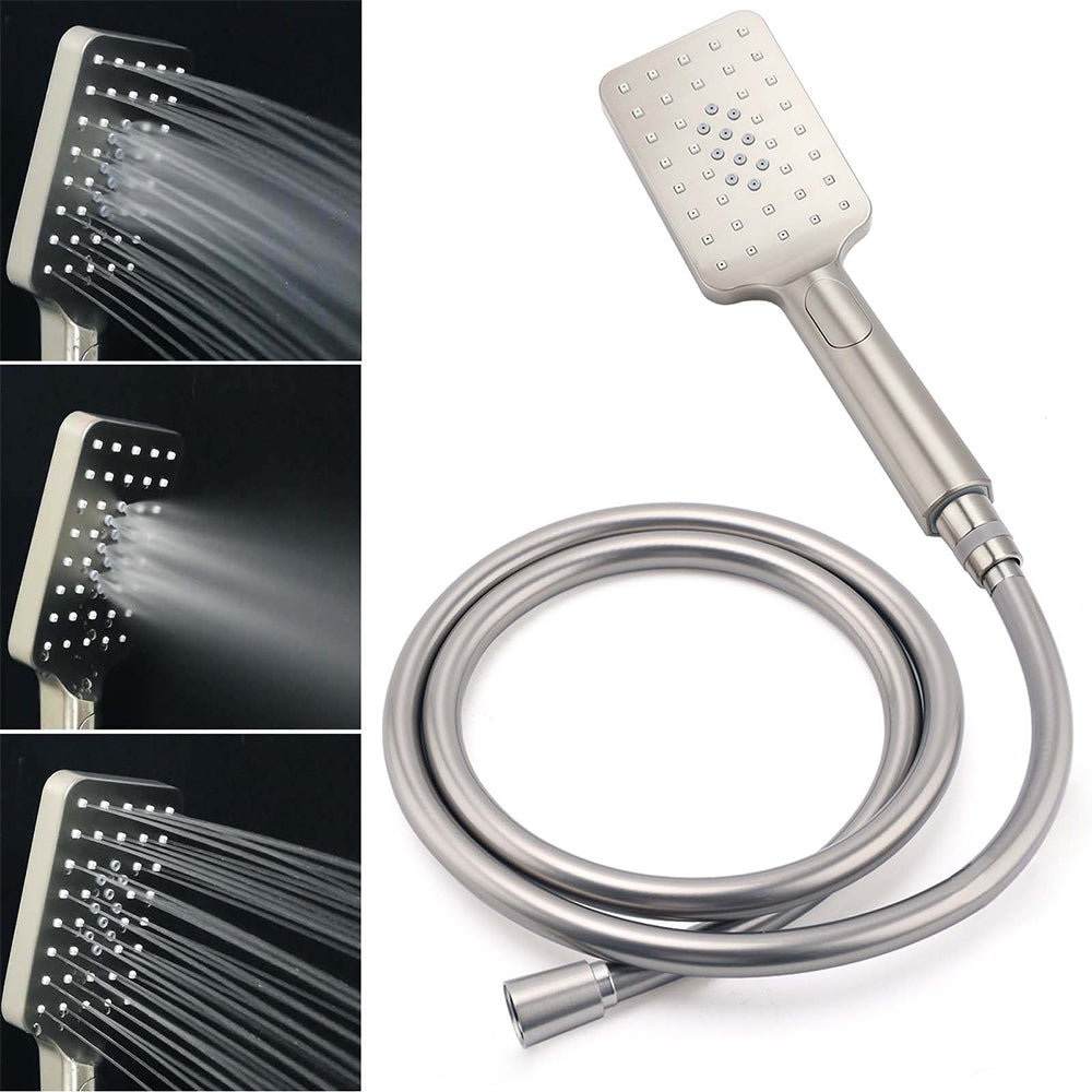 Brushed Nickel 2in1 Square 8" Thin Rainfall Head Shower Handheld Sliding Rail Arm Set V1233-SC842BSHS002M4CNKSS108N