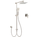 Brushed Nickel 8" Rain Head Shower Square 3 Modes Handheld Sliding Rail Arm Mixer Dual Set V1233-SC842BSHS002M4CNKSS108NKSQ201N