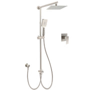 Brushed Nickel 8" Rain Head Shower Square 3 Modes Handheld Sliding Rail Arm Mixer Dual Set V1233-SC842BSHS002M4CNKSS108NKSQ201N