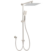 Brushed Nickel 2in1 Square 12" Thin Rainfall Head Shower 3 Modes Handheld Sliding Rail Arm Set V1233-SC842BSHS002M4CNKSS112N