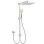 Brushed Nickel 2in1 Square 12" Thin Rainfall Head Shower 3 Modes Handheld Sliding Rail Arm Set V1233-SC842BSHS002M4CNKSS112N