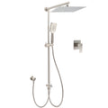 WELS Brushed Nickel 12" Rain Head Shower Square 3 Modes Handheld Sliding Rail Arm Mixer Dual Set V1233-SC842BSHS002M4CNKSS112NKSQ201N