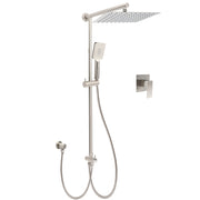 WELS Brushed Nickel 12" Rain Head Shower Square 3 Modes Handheld Sliding Rail Arm Mixer Dual Set V1233-SC842BSHS002M4CNKSS112NKSQ201N