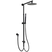 WELS Matt Black 2in1 Shower 8" Round Head Set 1 Mode Handheld Rose Sliding Rail Elbow Inlet V1233-SC842BSS019CBLKSR108B