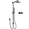 WELS Matt Black 2in1 Shower 8" Round Head Set Sliding Rail Single Mode Handheld + Twin Taps V1233-SC842BSS019CBLKSR108BCF0282ABK