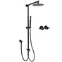 WELS Matt Black 2in1 Shower 8" Round Head Set Sliding Rail Single Mode Handheld + Twin Taps V1233-SC842BSS019CBLKSR108BCF0282ABK