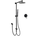 WELS Matt Black Twin Shower 8" Round Rain Head Set Sliding Rail Single Mode Handheld + Mixer V1233-SC842BSS019CBLKSR108BKRD201B