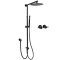 Matt Black Round Dual Shower Set 10" Rain Head Metal Handheld Sliding Rail Arm Twin Taps V1233-SC842BSS019CBLKSR110BCF0282ABK