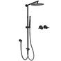 Matt Black Round Dual Shower Set 10" Rain Head Metal Handheld Sliding Rail Arm Twin Taps V1233-SC842BSS019CBLKSR110BCF0282ABK