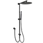 Matte Black Large 12" Round Shower Head Twin Set Stainless Steel Handheld Diverter Wall Rail Arm V1233-SC842BSS019CBLKSR112B