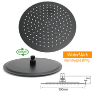Matte Black Large 12" Round Shower Head Twin Set Stainless Steel Handheld Diverter Wall Rail Arm V1233-SC842BSS019CBLKSR112B