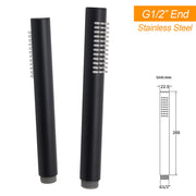 Matte Black Large 12" Round Shower Head Twin Set Stainless Steel Handheld Diverter Wall Rail Arm V1233-SC842BSS019CBLKSR112B