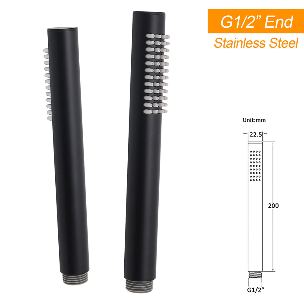 Matte Black Large 12" Round Shower Head Twin Set Stainless Steel Handheld Diverter Wall Rail Arm V1233-SC842BSS019CBLKSR112B