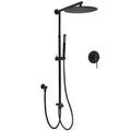 WELS Matt Black Twin Round 12" Shower Head Set Metal Handheld Flexible Rail Wall Arm Mixer V1233-SC842BSS019CBLKSR112BKRD201B