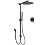 WELS Matt Black Twin Round 12" Shower Head Set Metal Handheld Flexible Rail Wall Arm Mixer V1233-SC842BSS019CBLKSR112BKRD201B