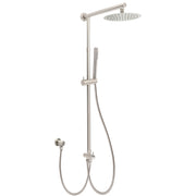 Brushed Nickel 2in1 Round 8inch Stainless Steel Rain Head Shower Handheld Sliding Rail Arm Set V1233-SC842BSSS019CBNKSR108N
