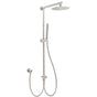 Brushed Nickel 2in1 Round 8inch Stainless Steel Rain Head Shower Handheld Sliding Rail Arm Set V1233-SC842BSSS019CBNKSR108N