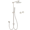 Brushed Nickel Round 8" Rain Head Shower Stainless Steel Handheld Sliding Rail Arm Chrome Set + Twin Taps V1233-SC842BSSS019CBNKSR108NKC0292BN
