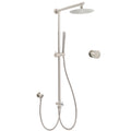 Brushed Nickel 8" Thin Rain Head Twin Shower Metal Handheld Rose Sliding Rail Arm Set With Mixer V1233-SC842BSSS019CBNKSR108NKC1292BN