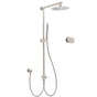 Brushed Nickel 8" Thin Rain Head Twin Shower Metal Handheld Rose Sliding Rail Arm Set With Mixer V1233-SC842BSSS019CBNKSR108NKC1292BN