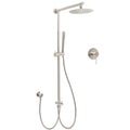 Brushed Nickel Round 8" Rain Head Shower 1 Mode Handheld Sliding Rail Arm Mixer 2in1 Set V1233-SC842BSSS019CBNKSR108NKRD201N
