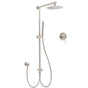 Brushed Nickel Round 8" Rain Head Shower 1 Mode Handheld Sliding Rail Arm Mixer 2in1 Set V1233-SC842BSSS019CBNKSR108NKRD201N