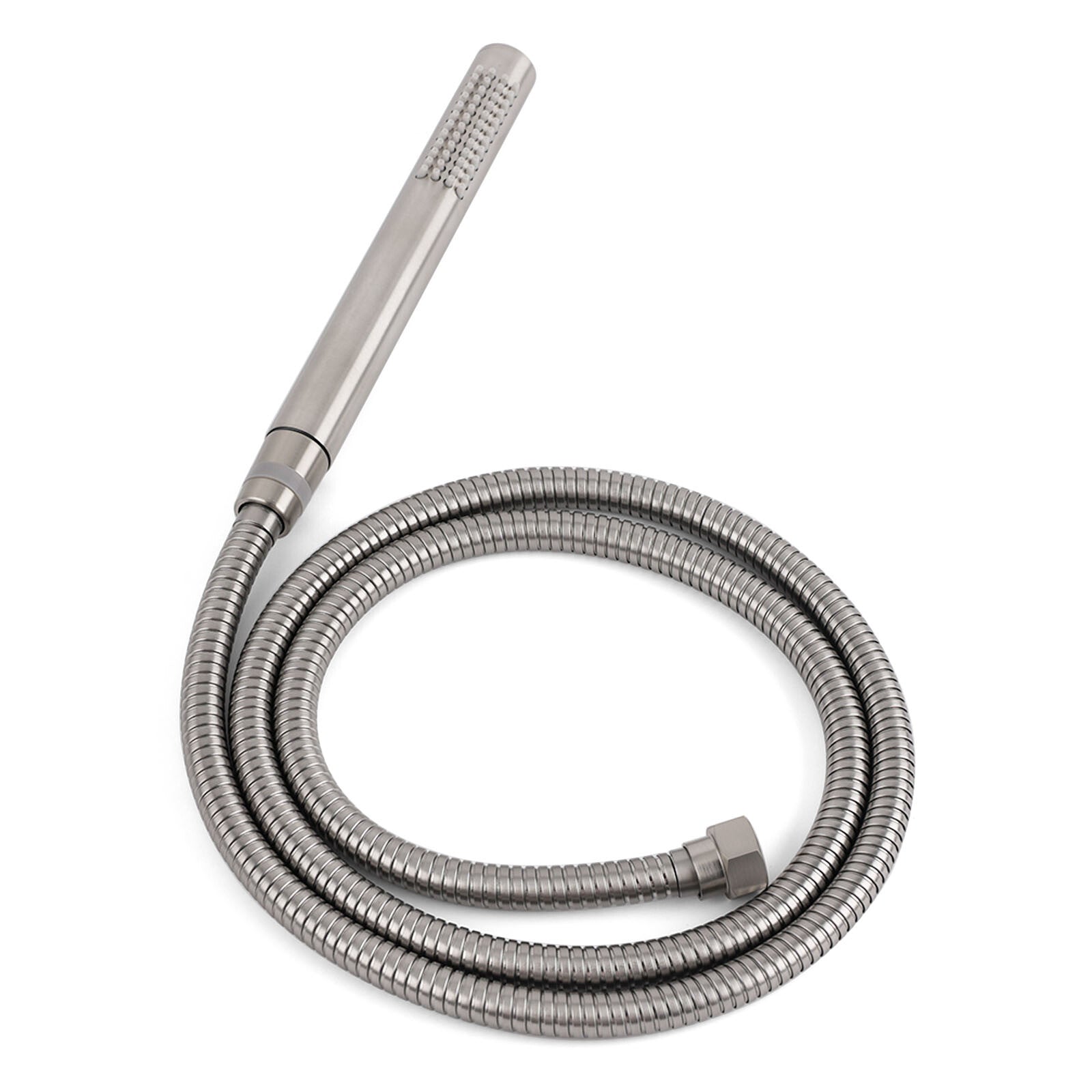 Brushed Nickel Round 8" Rain Head Shower 1 Mode Handheld Sliding Rail Arm Mixer 2in1 Set V1233-SC842BSSS019CBNKSR108NKRD201N