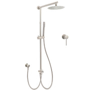 WELS Brushed Nickel Round 8" Rain Head Shower 1 Mode Handheld Sliding Rail Mixer 2in1 Set V1233-SC842BSSS019CBNKSR108NKRD201N60