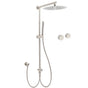 Brushed Nickel Round 12" SUS Rain Head Metal Handheld Shower Sliding Rail Arm Chrome Set + Twin Taps V1233-SC842BSSS019CBNKSR112NKC0292BN