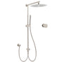 Brushed Nickel 12" Large Rain Head Twin Shower Handheld Rose Sliding Rail Arm Set With Mixer V1233-SC842BSSS019CBNKSR112NKC1292BN