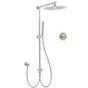 Brushed Nickel Round 12" Rain Head Shower Single Mode Handheld Sliding Rail Arm Mixer 2in1 Set V1233-SC842BSSS019CBNKSR112NKRD201N