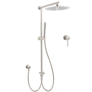 Brushed Nickel 2in1 Set Round 12" Rain Head Shower Single Mode Handheld Sliding RailWall Mixer V1233-SC842BSSS019CBNKSR112NKRD201N60