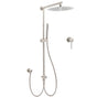Brushed Nickel 2in1 Set Round 12" Rain Head Shower Single Mode Handheld Sliding RailWall Mixer V1233-SC842BSSS019CBNKSR112NKRD201N60