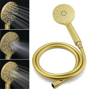 WELS Brushed Gold Twin Shower 8" Round Head Set 3 Mode Handheld Rose Sliding Rail Arm V1233-SC842GHR002M4CGKSR108G