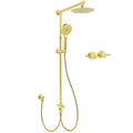WELS Brushed Gold 8" Round Shower Head 3 Mode Handheld Rose Sliding Rail Twin Taps Set V1233-SC842GHR002M4CGKSR108GCF0282AG