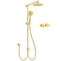 WELS Brushed Gold 8" Round Shower Head 3 Mode Handheld Rose Sliding Rail Twin Taps Set V1233-SC842GHR002M4CGKSR108GCF0282AG