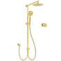 WELS Brushed Gold Dual Shower Set 8" Round Head 3 Mode Handheld Rose Sliding Rail Mixer Valve V1233-SC842GHR002M4CGKSR108GKC1292BG