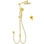 Brushed Gold Twin Shower 8" Round Head 3 Mode Handheld Rose Sliding Rail With Mixer Set V1233-SC842GHR002M4CGKSR108GKRD201G