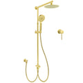 WELS Brushed Gold Shower 8" Round Head 3 Mode Handheld Rose Sliding Rail Mixer Dual Set V1233-SC842GHR002M4CGKSR108GKRD201G60