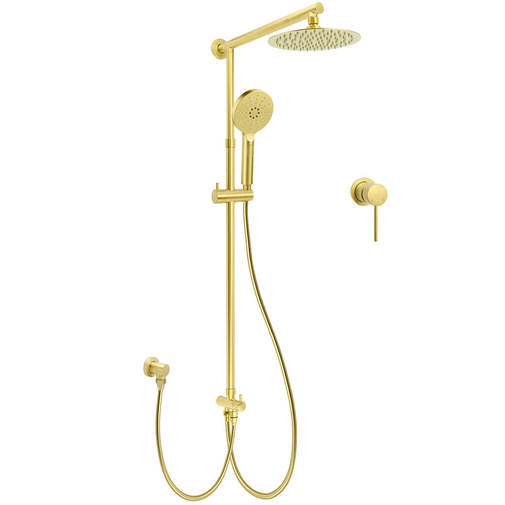 WELS Brushed Gold Shower 8" Round Head 3 Mode Handheld Rose Sliding Rail Mixer Dual Set V1233-SC842GHR002M4CGKSR108GKRD201G60