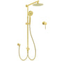 WELS Brushed Gold Shower 8" Round Head 3 Mode Handheld Rose Sliding Rail Mixer Dual Set V1233-SC842GHR002M4CGKSR108GKRD201G60