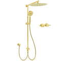 WELS Brushed Gold Round 12" Shower Head 3 Mode Handheld Rose Sliding Rail Twin Taps Set V1233-SC842GHR002M4CGKSR112GCF0282AG