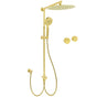 WELS Brushed Gold Rain Shower 12" Head 3 Mode Handheld Rose Sliding Rail Round Taps Set V1233-SC842GHR002M4CGKSR112GKC0292BG