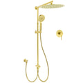 WELS Brushed Gold 2in1 Large Round Shower 12" Rain Head 3 Mode Handheld Sliding Rail Mixer Set V1233-SC842GHR002M4CGKSR112GKRD201G