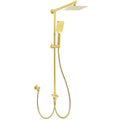 Brushed Gold Square 8" Rain Shower Head 3 Mode Handheld Sliding Rail Arm Dual Diverter Set V1233-SC842GHS002M4CGKSS108G