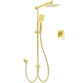 WELS Brushed Gold Square 8" Rain Shower Head 3 Mode Handheld Sliding Rail Arm Dual Mixer Set V1233-SC842GHS002M4CGKSS108GKSQ201G