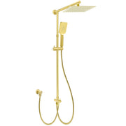 Brushed Gold Square 10" Rain Head 3 Mode Handheld Rose Sliding Rail Arm Dual Shower Set V1233-SC842GHS002M4CGKSS110G