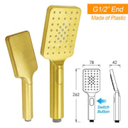 Brushed Gold Square 12" Large Rain Head 3 Mode Handheld Rose Sliding Rail Arm Twin Shower Set V1233-SC842GHS002M4CGKSS112G