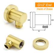 Brushed Gold Square 12" Large Rain Head 3 Mode Handheld Rose Sliding Rail Arm Twin Shower Set V1233-SC842GHS002M4CGKSS112G